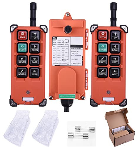 Kit di controllo remoto per gru industriale senza fili F21-E1B 8 pulsanti 12v 24v Paranco elettrico Ricevitore interruttore radio ponte a torre (2 trasmettitori + ricevitore DC 12V)