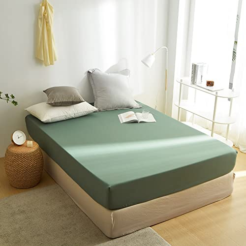 Sedefen Jersey Premium Spannbettlaken 140x200cm Boxspringbett Topper Mikrofaser Superweiches Bettlaken Spannbetttuch Leintuch Salbeigrün für Matratze bis 30 cm hohe
