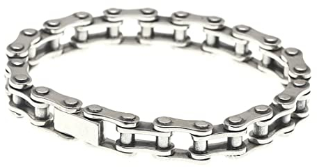 RobertDTesta S925 Sterling Silber Herren Fahrradkette Armband Mode Punk Fahrradkette Armband,Silber,20cm