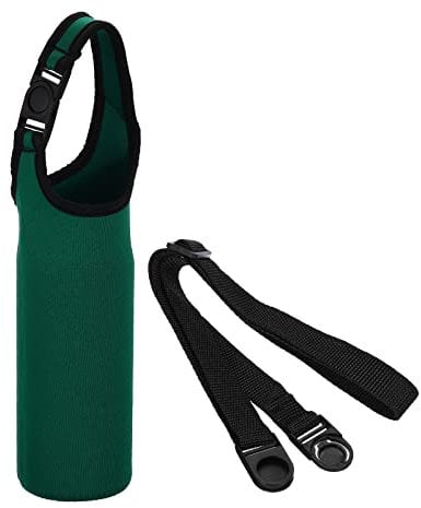 PATIKIL 67mmx185mm Water Bottle Sling Bag, 1 Pack Neoprene Portable Insulated Bottle Holder Carrier with Removable Adjustable Shoulder Strap, Dark Green