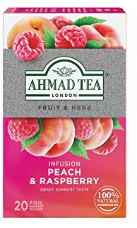 Ahmad Tea Infusione di pesca e lamponi | Tè per infusione - 20 bustine di tè