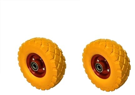 TEMPO DI SALDI Coppia Di Ruote Gialle Antiforatura In Gomma Resistenti Per Carriole In Giardino