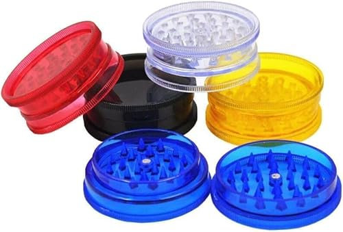 Qbl® [Pack of 4] Colorful Plastic Herb Grinder with Magnetic Lid - 3 Piece Grinder Featuring Shark Tooth Shredding (Assorted), No:1 Plastic Grinder