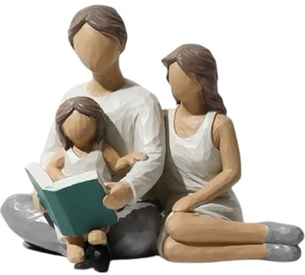 Waowumar Family of 3 Figurines Decor Resin Family Sculpture Parents and Daughter Statue Gifts for Family Home Decoration for Birthday Thanksgiving Christmas