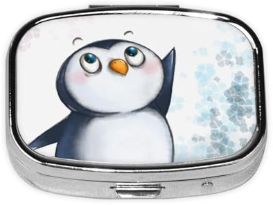 OPSREY Pillendose mit Aufschrift I Love Penguins, quadratisch, tragbar, Mini-Pillendose