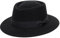 KorhLeoh Pork Pie Hut für Herren, Schwarze Wolle, Flache Oberseite, Fedora, Trilby, Unisex, Breite Krempe (S/M)