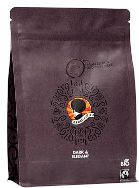 AFRO COFFEE Dark & Elegant I 250g Premium Bio Kaffeepulver Fairtrade I 100% Arabica Kaffee gemahlen I Kaffee aus Äthiopien mit Noten von Bitterschokolade I handgepflückt, dunkel geröstet, säurearm