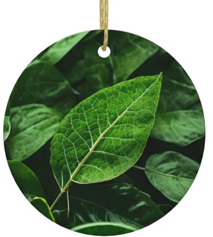 Grünes Blatt Natur aus weißem Porzellan, Weihnachtsbaum-Keramik-Anhänger, mit goldfarbenem Drahtseil, für Partys und Ladendekoration, für festliche Atmosphäre