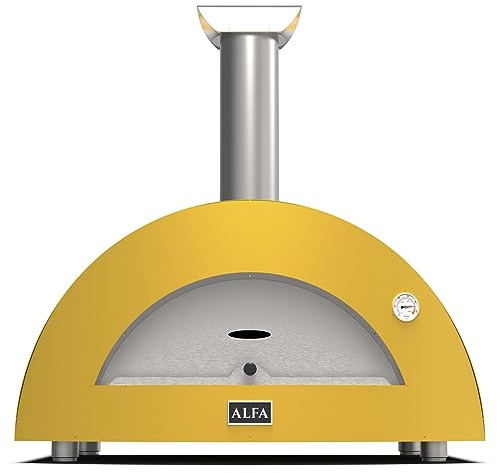 Alfa Forni Holzkohlegrill der Marke Modell Moderno 3 Pizze Legna Fire Yellow