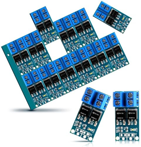 12 Pcs Mosfet Treibermodul DC 5v-36v 5A (max. 30A) 400W, Dual Mosfet Module, PWM Driver Module für Einstellung Arduino Elektronische Schalter Control Board(TRIG/PWM)