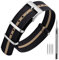 ANNEFIT Nylon Uhrenarmbänder 20mm mit Edelstahl Metall Schließe, Sport Atmungsaktive Ersatzarmband (Schwarz/Khaki)