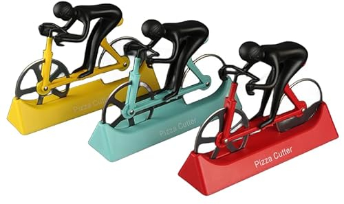 Tagliapizza creativo a forma di bicicletta, 3 pezzi, in acciaio inox, perfetto per torte, accessori da cucina, utensili da forno, elegante e funzionale (3 colori)