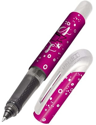Online Tintenpatronen-Rollerball College Pink, Stift für Rechtshänder und Linkshänder, ergonomisches Griffstück, hochwertiger Tintenroller, Standard-Tintenpatronen, inkl. Kombipatrone blau