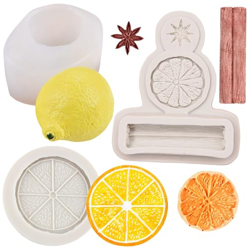 YGCHEN Zitrone Silikonform Zitronenscheiben Silikonformen Sternanis Mandarinenschale Silikon Formen 3D Zitronen Backformen DIY Gießform für Fondant Schokoladen Kuchen Kerzen 3 Stück
