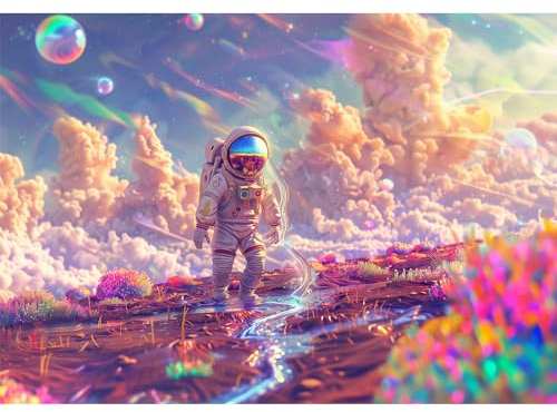 MISITU 100 Teile Puzzle für Erwachsene und Kinder ab 6 Jahren, XL großes Stück Astronaut Puzzle