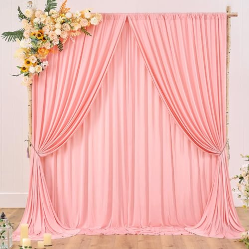 3x6 m Rideau rose pâle pour toile de fond et arrière-plan de fête - Fond de mariage en polyester pour anniversaire, douche de bébé, baptême, douche de mariée