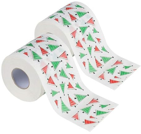 Christmas Toilet Tissue Paper Rolls, Christmas Pattern Toilet Paper, Christmas Theme Home Bath Toilet Roll Paper, for Christmas Ornaments Party Decor Gifts (Christmas Tree)
