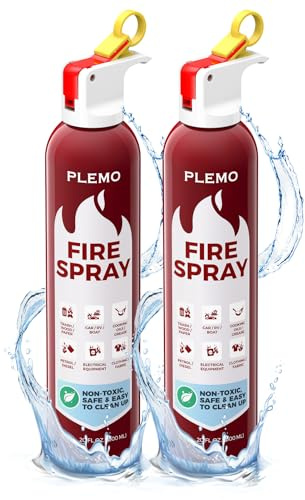 PLEMO Home Fire Extinguisher All-in-1, Car extinguisher for Kitchen, Caravan, Camping, Tackles multiple types of fire F60L, 2-Pack