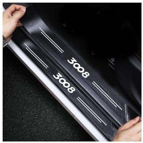 Générique 4 Pièces Seuil De Porte De Voiture Protection Autocollant pour Peugeot 207 508 2008 3008 5008,Fibre De Carbone Anti-Rayures Bande DéCoratifs Accessoires,3008