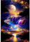AIRDEA Mond Diamond Painting Erwachsene, DIY 5D Wasserfall Diamant Painting Bilder, Bastelset Erwachsene Frauen als Haus Wanddeko 30x40 cm