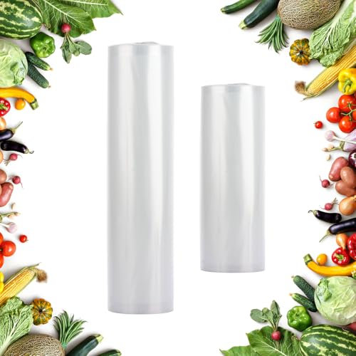 ASelected 2 Rollen Vakuumierbeutel 20 x 600CM & 28 x 600 CM Vakuumierfolie Vacuum Beutel für Alle Vakuumierer Stark & Reißfest Sous Vide geeignet Wiederverwendbar Vakuumrollen