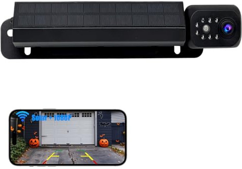 OBEST Rückfahrkamera Kabellos Solar, 1080P AHD Rückfahrkamera Auto IP68 Wasserdicht, Funk Rückfahrkamera mit Eingebautem Wiederaufladbarem Akku, Nachtsicht 100° Weitwinkel für Android iOS App Telefon
