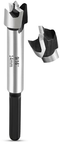 NICAVKIT Broca Forstner profesional de 14 mm para madera, broca Forstner de 14 mm con vástago hexagonal, broca para madera