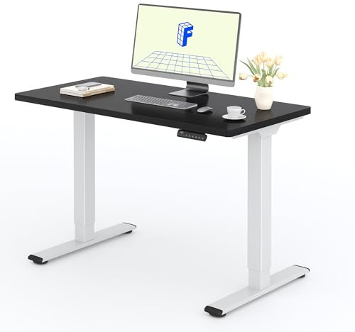 FLEXISPOT 2 Moteurs Bureau Assis Debout 120x60 Une Pièce, Bureau Debout électrique avec Panneau à Fonctions Mémoires, Table Réglable en Hauteur Électrique, Charge 100kg, Blanc+Noir