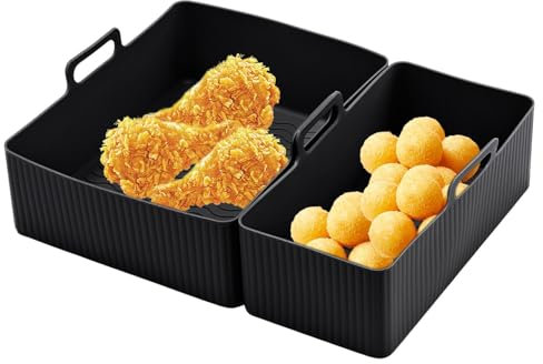 Silicone Air Fryer Liners, Rectangular Basket Baking Tray, 2x Silicone Pot Tray for Air Fryer, Oven Accessories for Baking, Cooking and Roasting in Home, Studio, Restaurant Use
