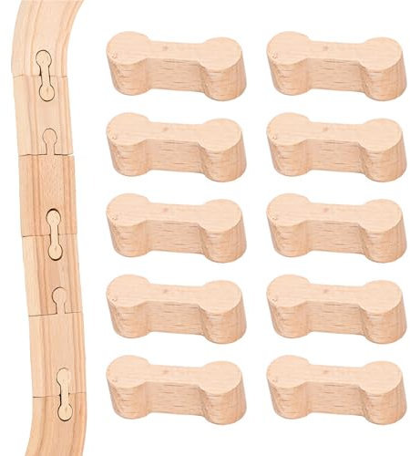 10 Stück Holzeisenbahn Zubehör,Holzeisenbahn Schienen,Holzeisenbahn Verbindungsstücke Verbinder Adapter,Zug Connectors,Holzschienen Eisenbahn Erweiterung,Schienenverbinder für Spielzeugeisenbahnen