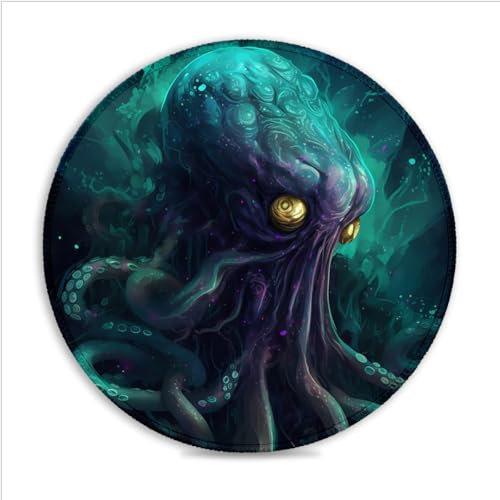 Gaming-Mauspad Kraken (11,8 Zoll) rundes Mauspad umweltfreundliches SU-Stoff-Mauspad Desktop-Mauspad aus superfeiner Faser für PC Laptop Büro Gaming