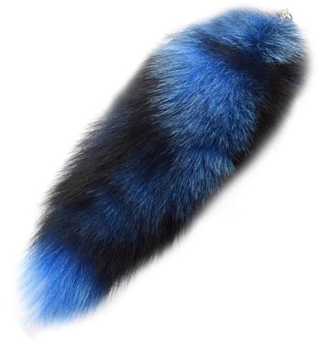 NIDONE Faux Fur Tail 15.8 '' Fuchsschwanz, weicher Faux Animal Tail Keychain Fluffy Therian Tail Anhänger Langer Fuchsschwanz Schlüsselbund für Handtaschen -Rucksack, Tail Keychain