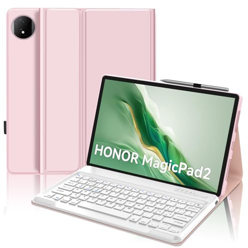 JADEMALL Custodia Tastiera per Honor Magic Pad 2 12.3, Italiana QWERTY Tastiera Bluetooth Magnetica Staccabile per Honor Magic Pad 2 12.3 2024, Rosa