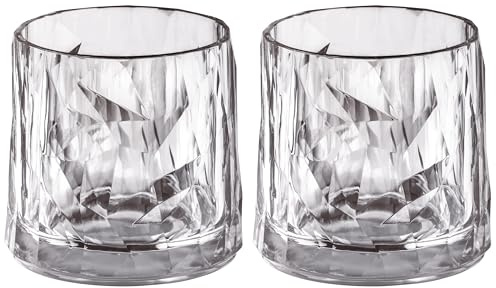Koziol Superglas Club No. 2, 2 pièces, 250 ml, verre à whisky en plastique cristallin, luxueux, incassable, réutilisable, fête, camping, set de 2 pièces
