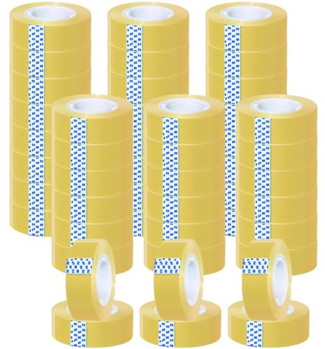 Papeles Distrimar Cinta adhesiva transparente, 19 mm x 33 mt, pack de 48 rollos, celo adhesivo de uso general para papel y cartón