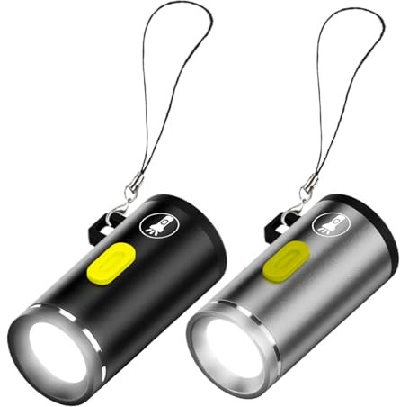 Linterna de Llavero Recargable, Linterna LED Pequeña de Ultra Brillante, Luz de Flash Impermeable USB LED, Luz de Emergencia de Llavero Multifuncional Con Cordón, Para Caminar