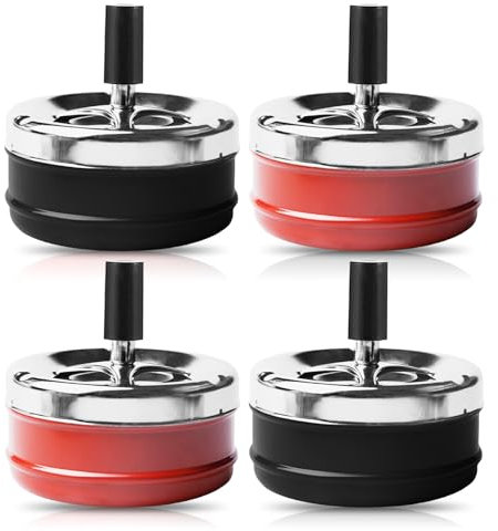 4 pcs Cendrier Fermé À Fonction Pivotante, Cendrier Rotatif Moderne, Cendrier Tournant, Cendrier Pivotant En Chrome, Cendrier À Vent Avec Couvercle, Cendrier Vertical Pour L'intérieur Et L'extérieur