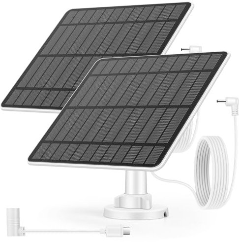 Weinsamkeit 5W Solarpanel für Überwachungskamera Aussen, Solarmodul Kompatibel mit Ring Spotlight Kamera Akku/Stick Up Cam Akku, Barrel Stecker zu USB-C Adapter, 4M Kabel, IP65 Wasserdichtes(2 Pack)