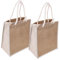 DINHEAROM 2Pezzi Borsa Juta Riutilizzabile con Manici Sacchetti per Feste e Matrimoni Borsa Versatile per Speciali Materiale e