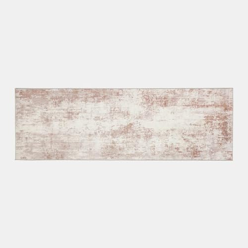 OHS Hallway Runner Rug 66 x 200cm, Abstract Printed Washable Runner Rugs for Hallway Living Room Soft Non Slip Low Pile Vintage Long Kitchen Floor Runners, Natural