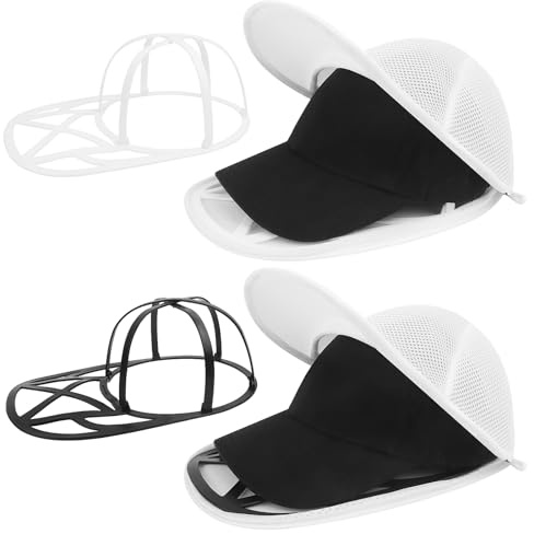 ZUYIST 2 Set Cap Washer Cage, Collapsible Baseball Cap Washing Cage White | Hat Washer Baseball Cap Cleaner for Storage, Cleaning Protector Racks/Shapers for Washing Machine, Black and White