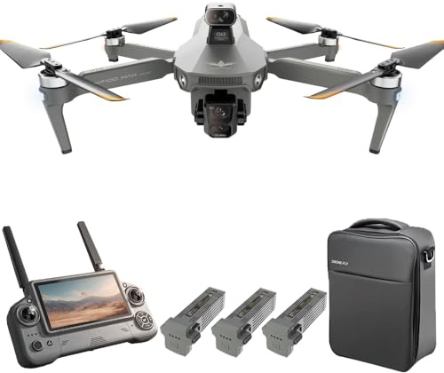 Teeggi KF100 MAX Drone con fotocamera 4K per adulti, distanza di controllo di 6 km, telecomando con display da 5,5 pollici, gimbal a 3 assi, evitamento degli ostacoli a 360°, drone professionale RC