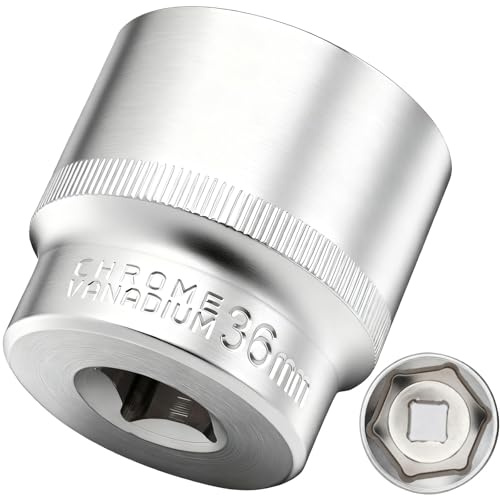 DAKCOS Douille 36 mm 1/2 douille 6 pans, CR-V, finition chromée mate