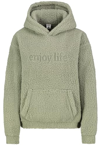 Sublevel Damen Fleecejacke mit Kapuze Leo Teddyfleece Kuschelig Warm Übergangsjacke Jacke Mantel Outdoor Freizeitjacke XS-XXL