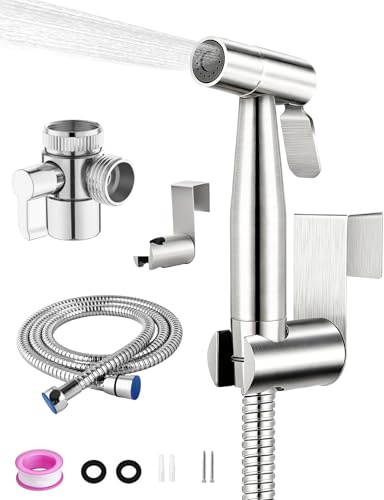 Bidet doccino in acciaio inox set modalità Jet/Stream dispositivo spray per WC set spray bagno ugello per pannolini lavabili neonato con erogatore rubinetto tubo a molla supporto a parete per igiene