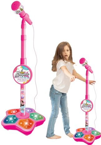 Pied De Microphone pour Enfant, Machine De Karaoké avec Support Microphone Debout pour Enfant Cadeaux Noel, pour Filles Et Garçons, 21x100cm