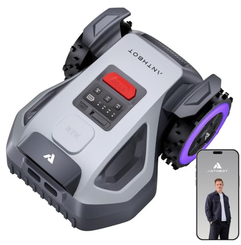 ANTHBOT M5 Rasenmäher Roboter ohne Begrenzungsdraht, RTK-Navigation mit Dual-Vision, KI-Hindernisvermeidung, Mähroboter mit App-Steuerung, 45% Steigung, für mittelgroße bis große Gärten