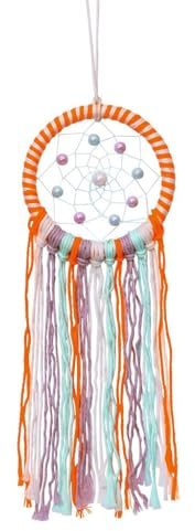 Moses. Nachtleuchtender Traumfänger – Glow-in-The-Dark-Deko zum Aufhängen, Dreamcatcher mit nachtleuchtenden Fäden, Ø 10 cm, Länge: 26 cm, Orange