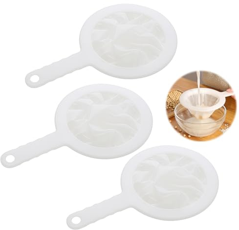 3 Piezas Colador de Alimentos, Tamiz de Filtro, Colador de Jugo, De Nailon con Mango Antideslizante, Mallas 100, 200 Y 400, para Filtrar Y Transferir Líquidos, Aceite, Café, Vino Y Jugo En Cocina