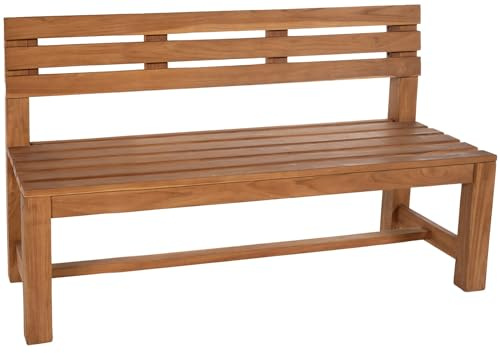 DELUKE Gartenbank Teakbank CUGAD Holz Teak 180x50x85 cm | Holzbank 180 cm Gartenbank Sitzbank Mit Lehne Wetterfest Bank Garten Terrasse
